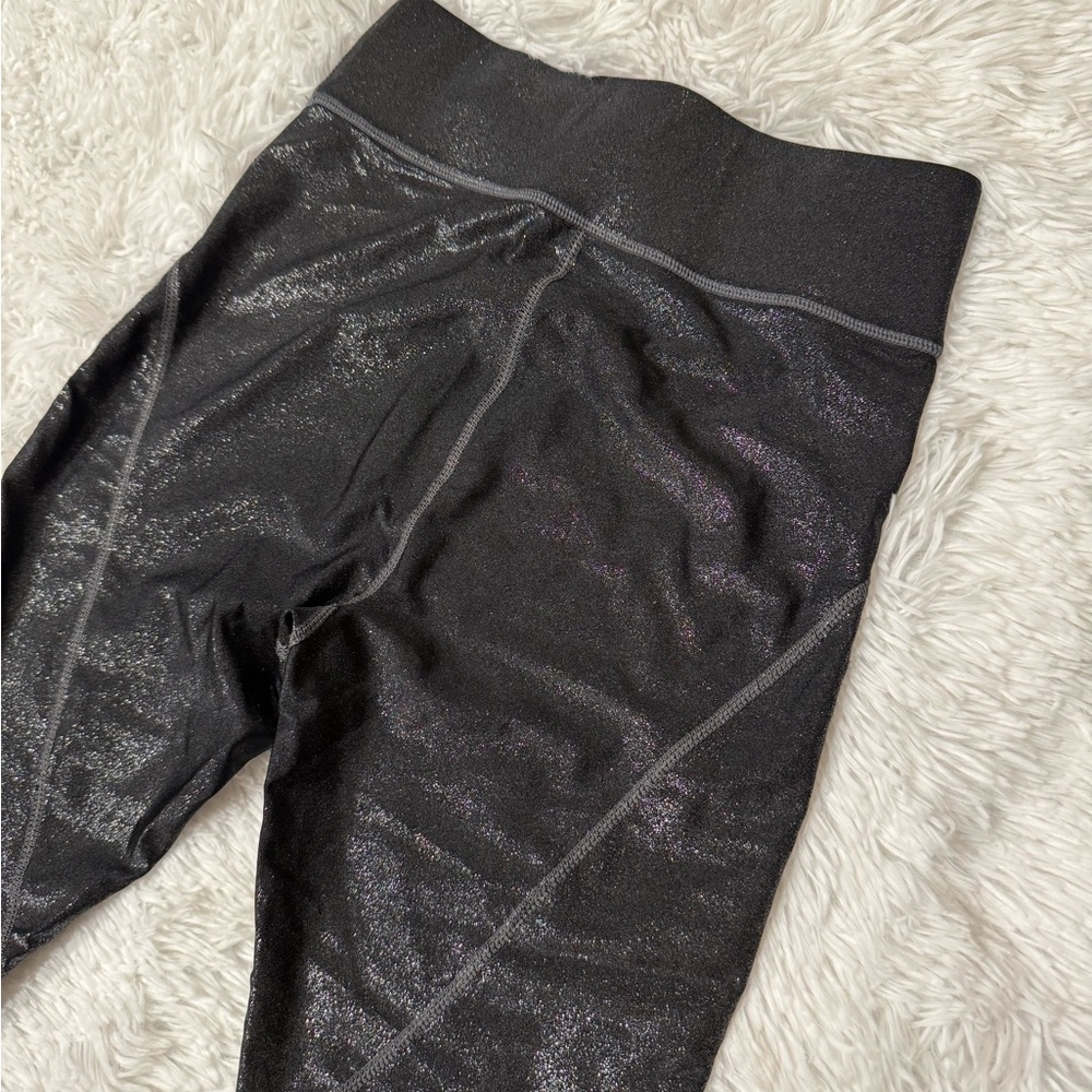 Carbon38 Black Shimmer Moto Leggings - Picture 9 of 16